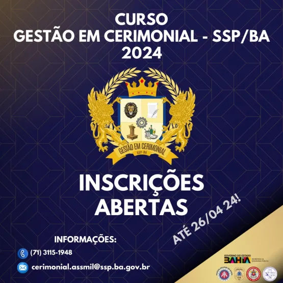 Segurança Pública abre inscrições para curso inédito de Gestão em Cerimonial