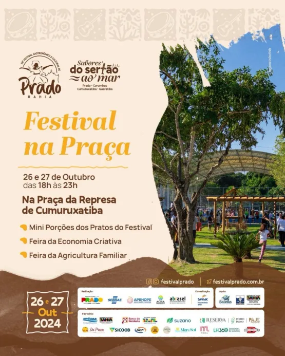 Festival Cultura e Gastronomia em Prado na Praça da Represa de Cumuruxatiba